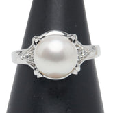 Pt900 プラチナ アコヤパール9.1mm ダイヤ0.10ct リング 指輪 レディース 12号 【中古】